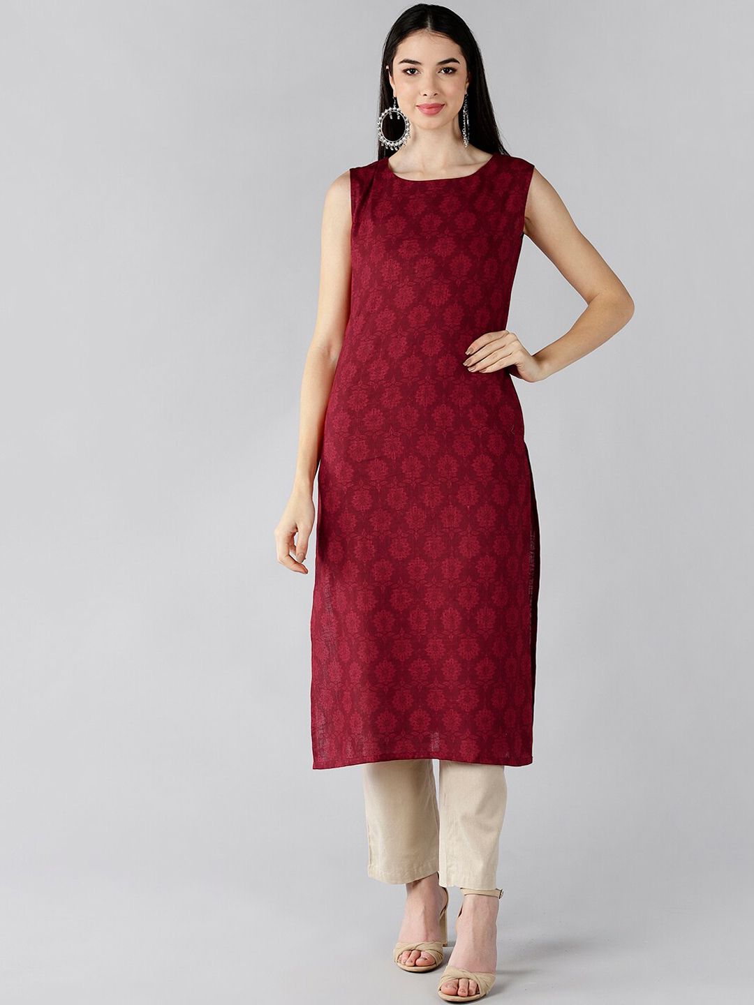 AHIKA Women Red Ethnic Motifs Kurta