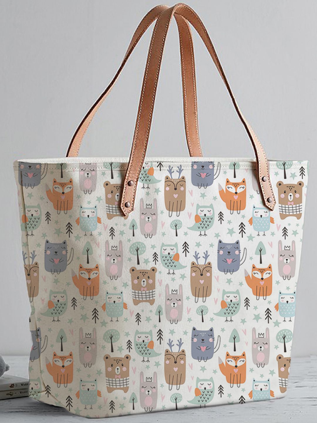 STYBUZZ White Printed Shopper Tote Bag Price in India