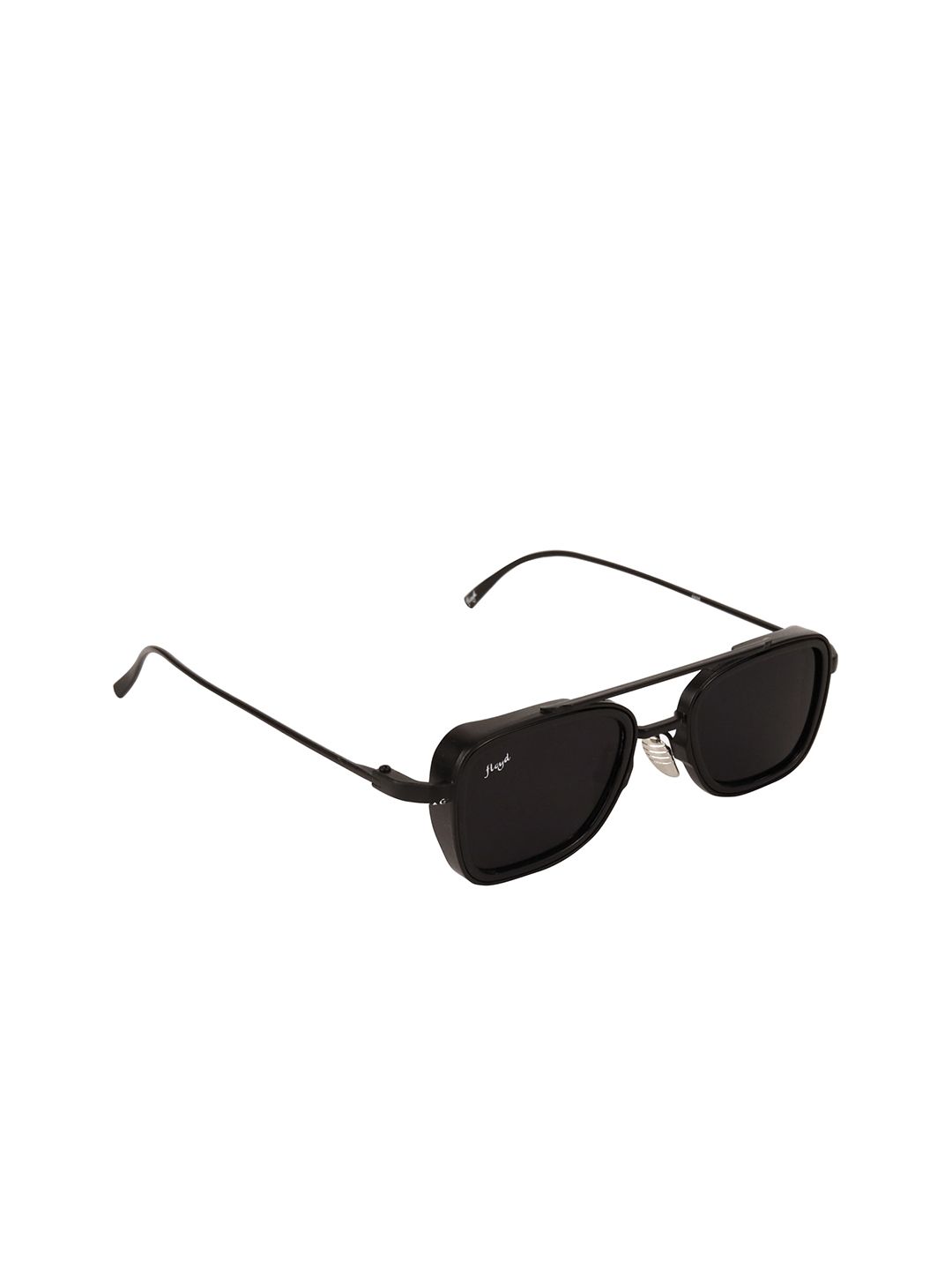 Floyd Unisex Black Lens & Black Rectangle Sunglasses with UV Protected Lens Price in India