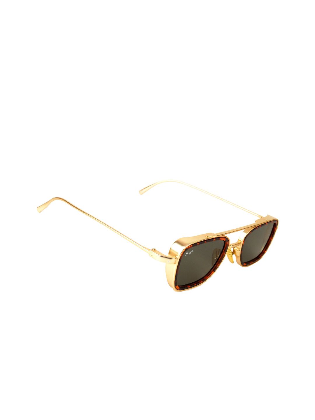 Floyd Unisex Burgundy Lens & Gold-Toned Rectangle Sunglasses with UV Protected Lens