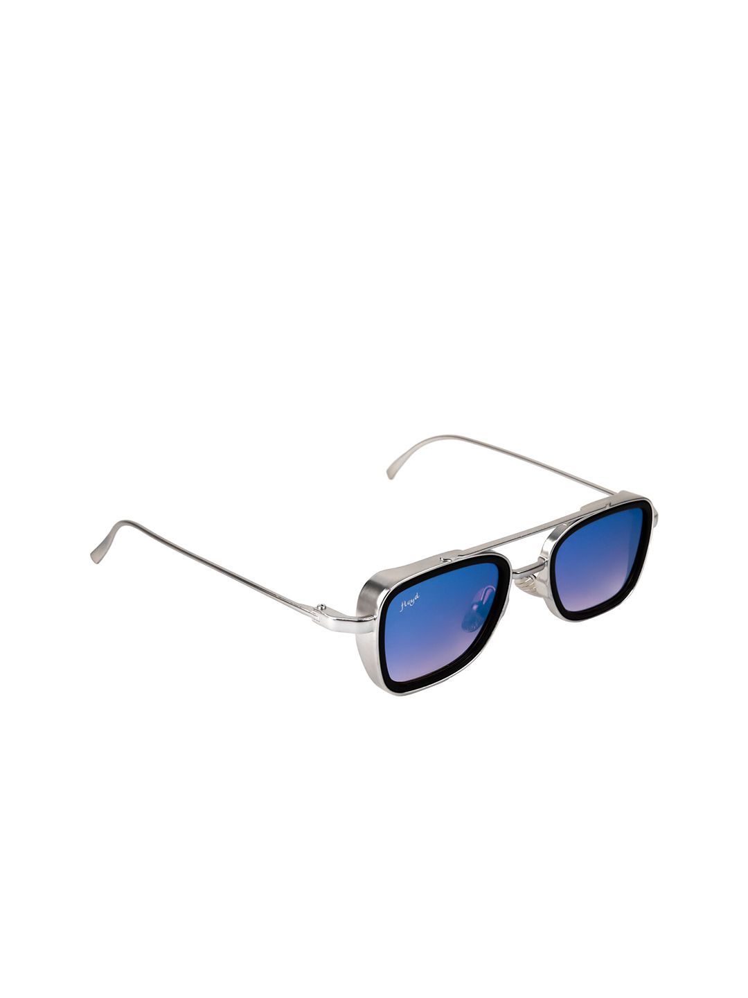 Floyd Unisex Blue Lens & Silver-Toned Rectangle Sunglasses with UV Protected Lens Price in India
