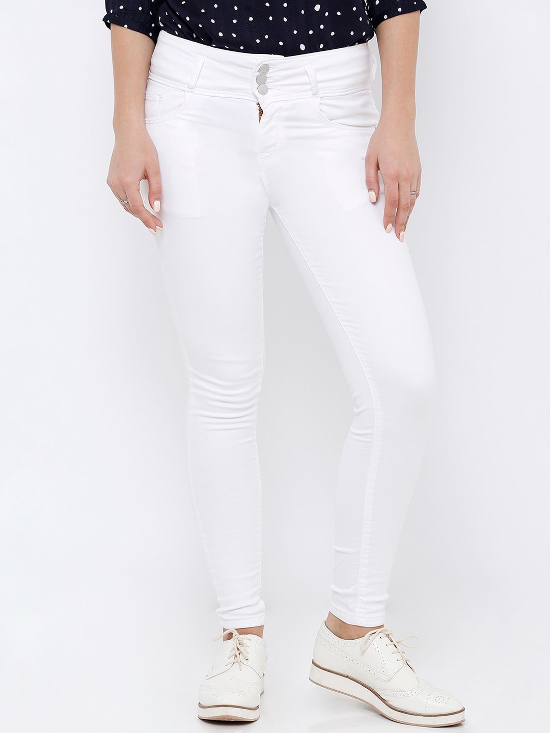 Kraus Jeans Women White Skinny Fit High-Rise Stretchable Jeans Price in India
