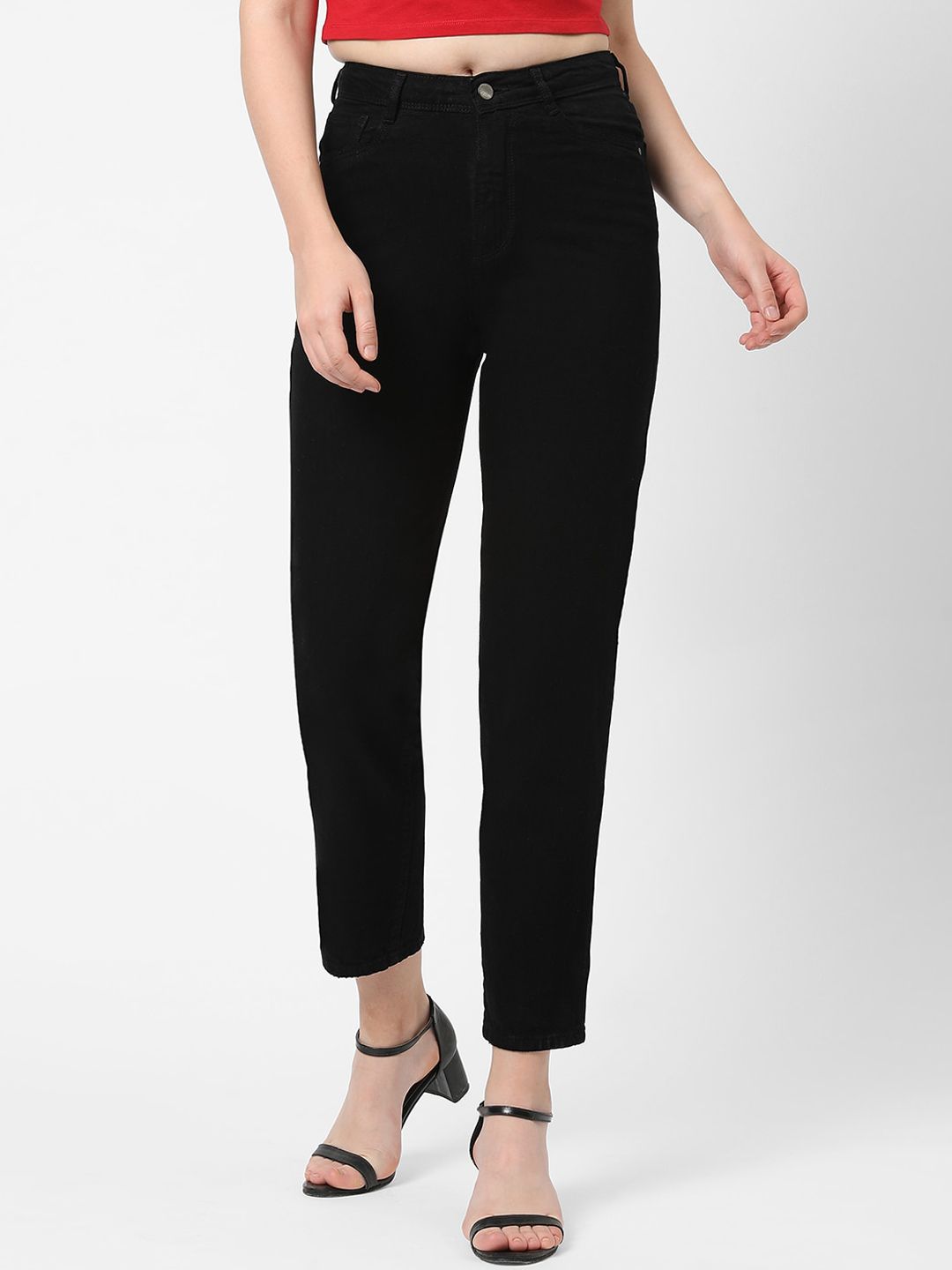 Kraus Jeans Women Black High-Ris Pure Cotton Jeans Price in India