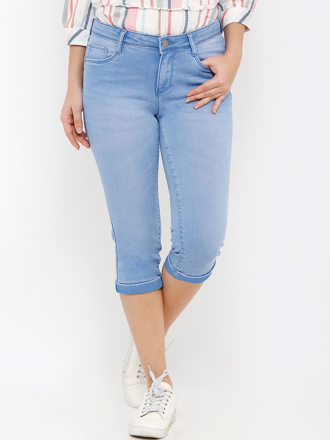 Kraus Jeans Women Blue Slim Fit Light Fade Stretchable Jeans Price in India