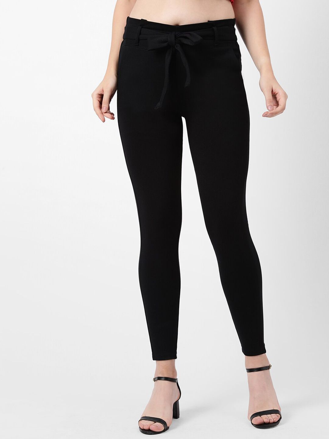 Kraus Jeans Women Black Skinny Fit High-Rise Trousers Price in India