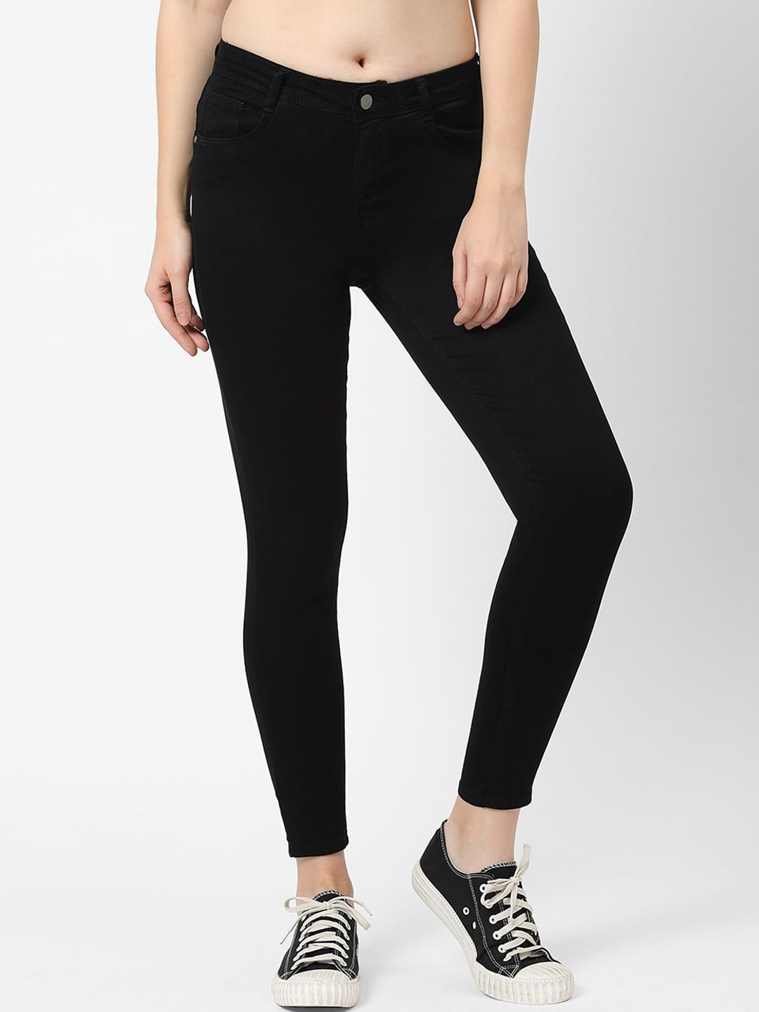 Kraus Jeans Women Black Super Skinny Fit Cropped Stretchable Jeans Price in India