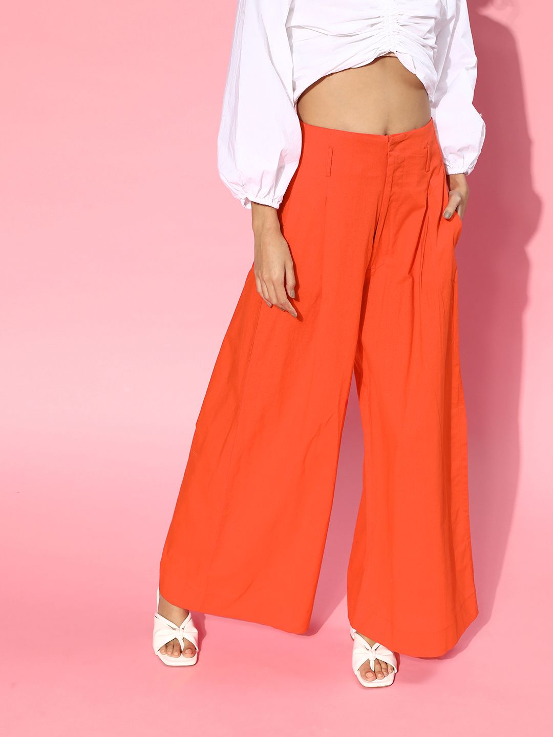 SASSAFRAS Women Red High-Rise Trousers Price in India