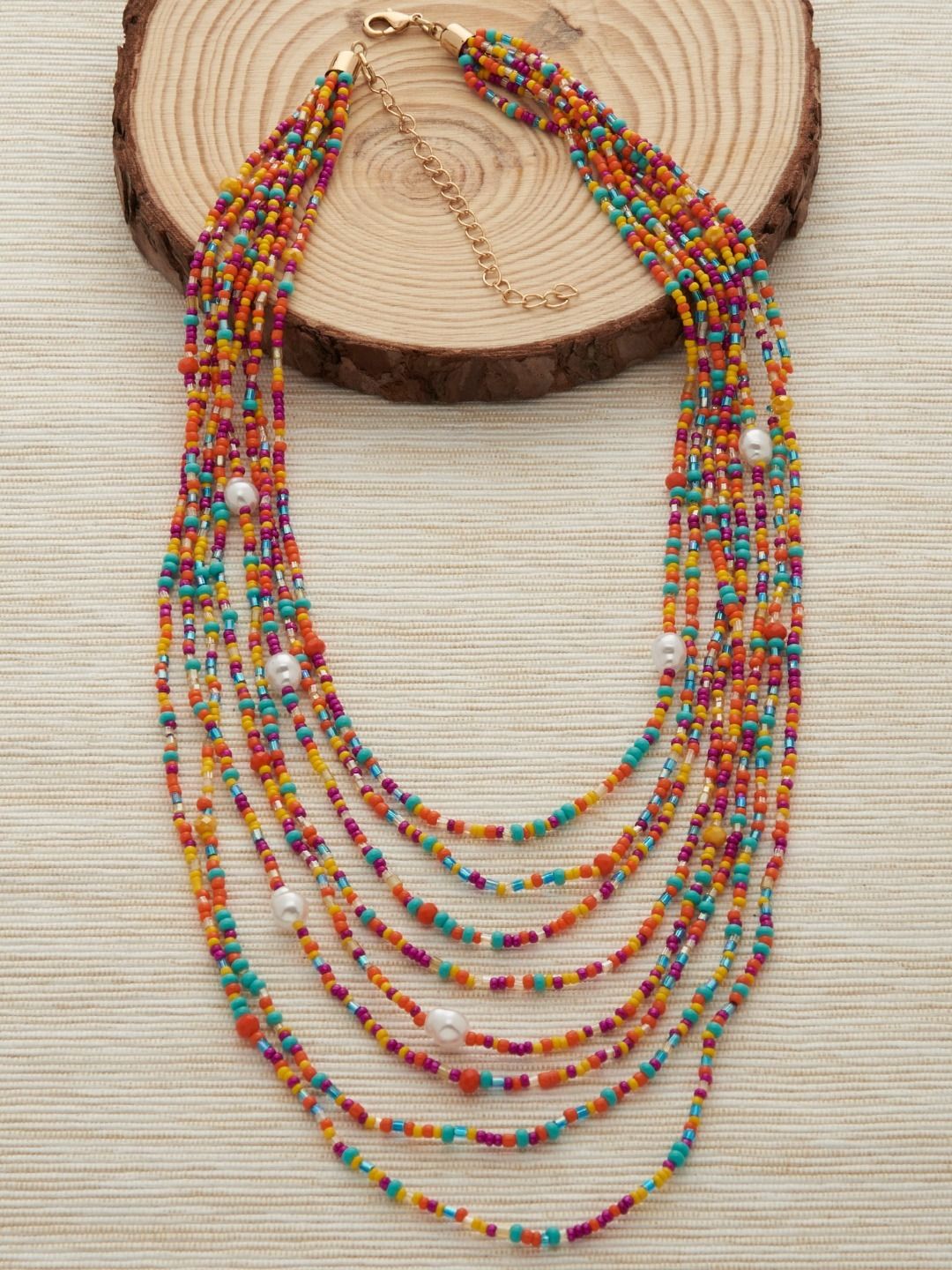AMI Multicoloured Gold-Plated Layered Necklace Price in India