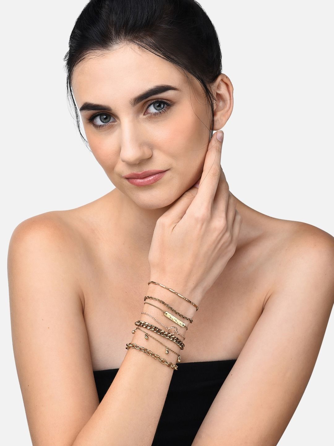 AMI Women Set Of 8 Gold-Toned Link Bracelet Price in India