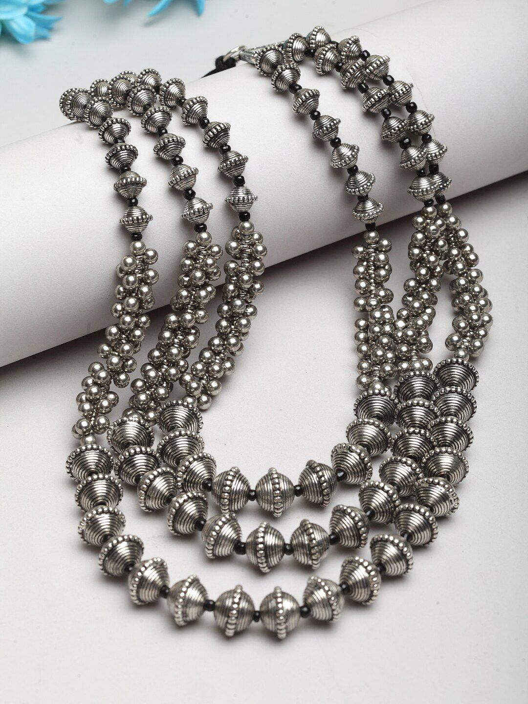 Moedbuille Silver-Toned Brass Layered Necklace Price in India