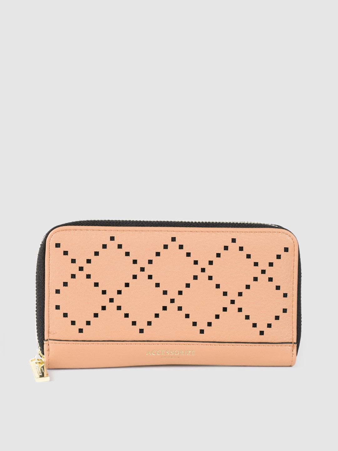 Accessorize Women Nude-Coloured Zip Around Wallet Price in India