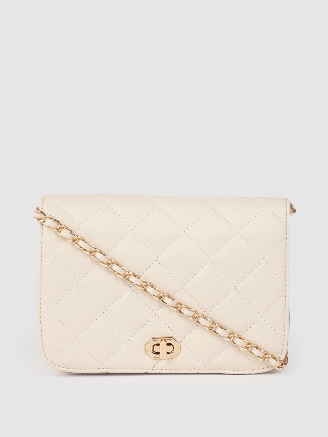 Accessorize Cream-Coloured Quilted Sling Bag Price in India
