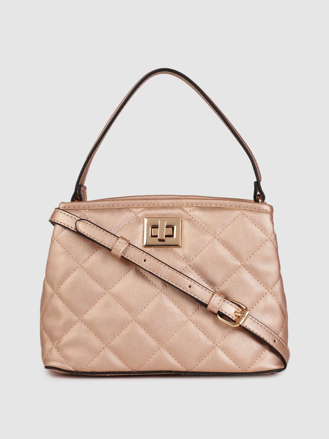 Accessorize Rose Gold-Toned Quilted Handheld Bag Price in India