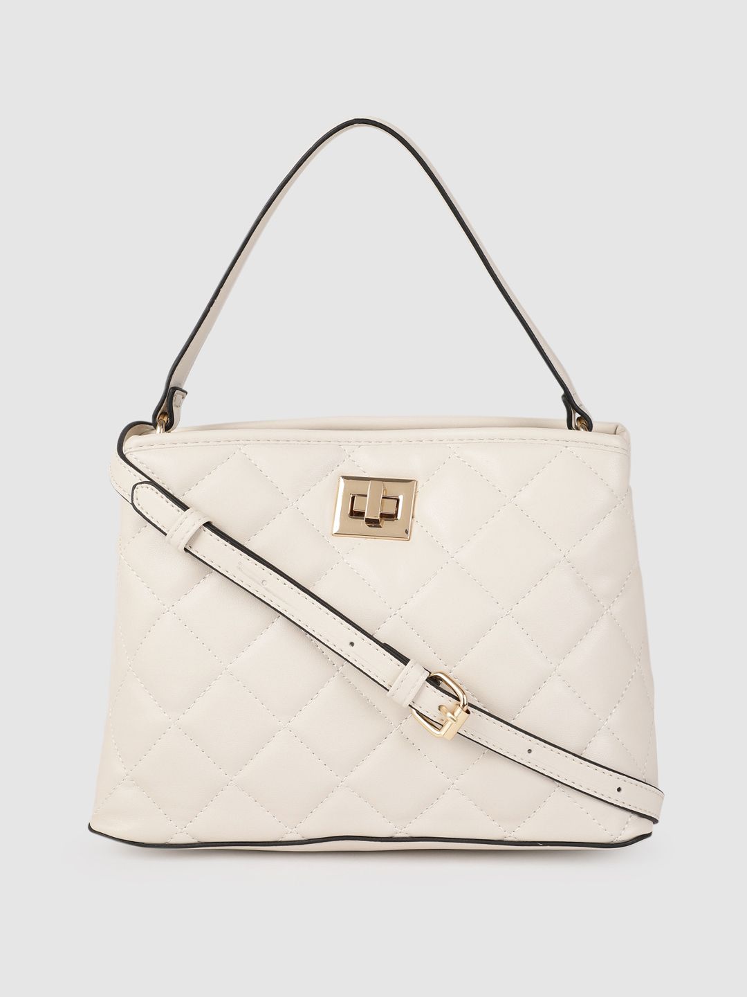 Accessorize Cream-Coloured Quilted Sling Bag Price in India