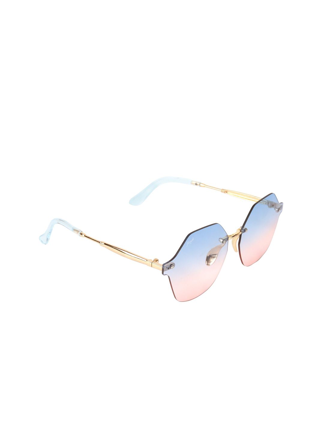 Floyd Unisex Gold-Toned & Blue  UV Protected Browline Sunglasses 8925_Gol_BluMul Price in India