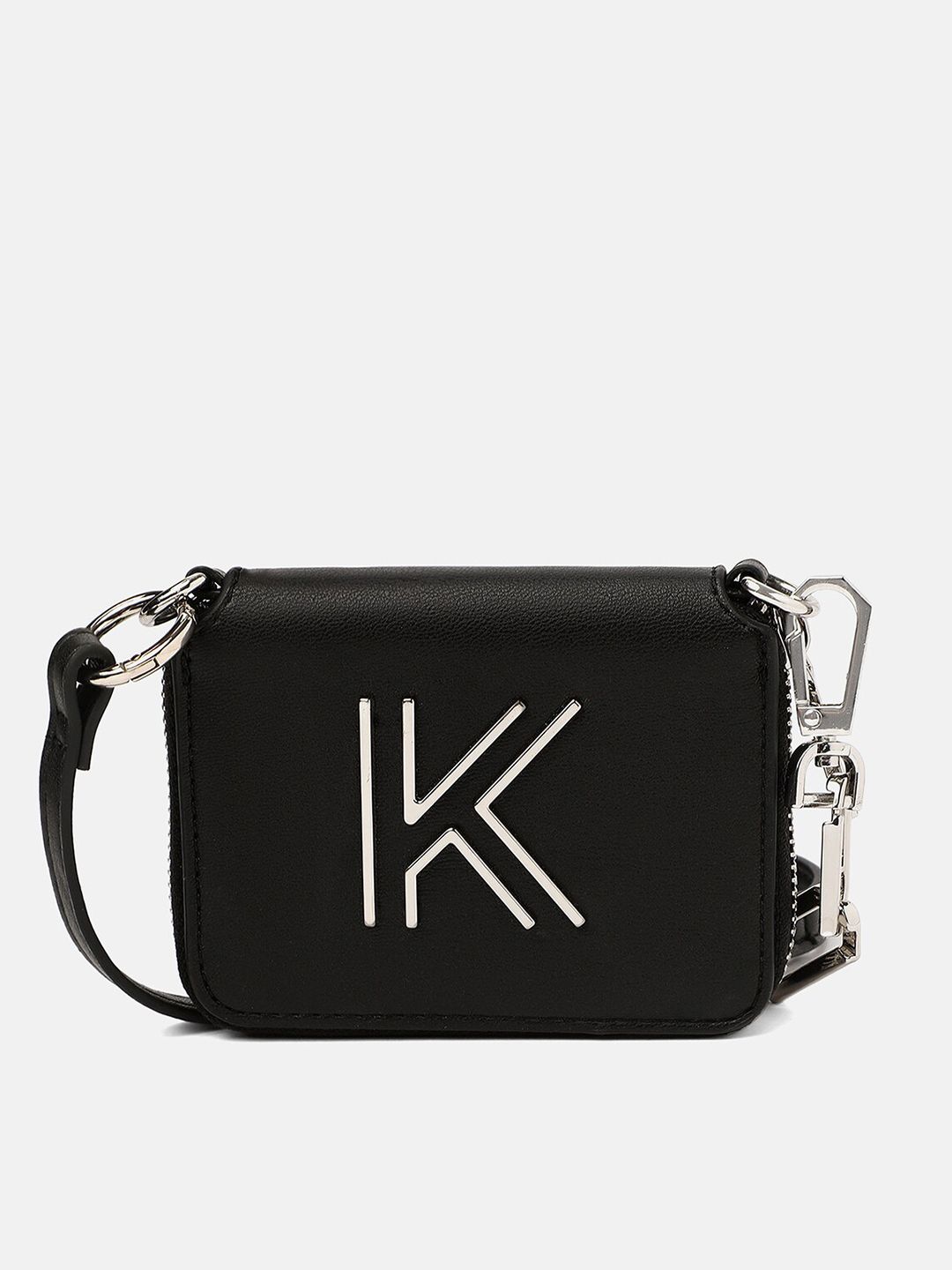 KENDALL & KYLIE Black Printed Structured Sling Bag Price in India