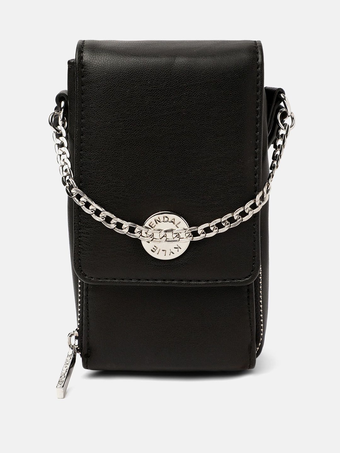 KENDALL & KYLIE Black Embellished Structured Sling Bag Price in India