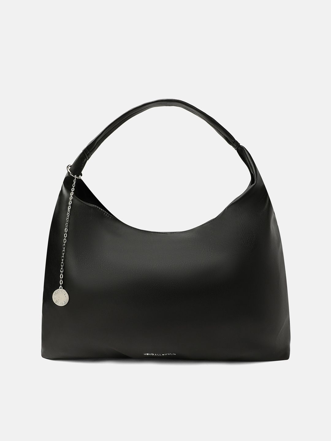 KENDALL & KYLIE Black Oversized Structured Hobo Bag Price in India