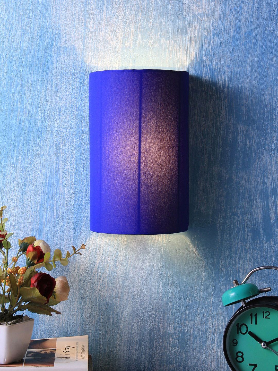 Devansh Blue Small Half Round Cotton Wall Mounted Lamp Price in India