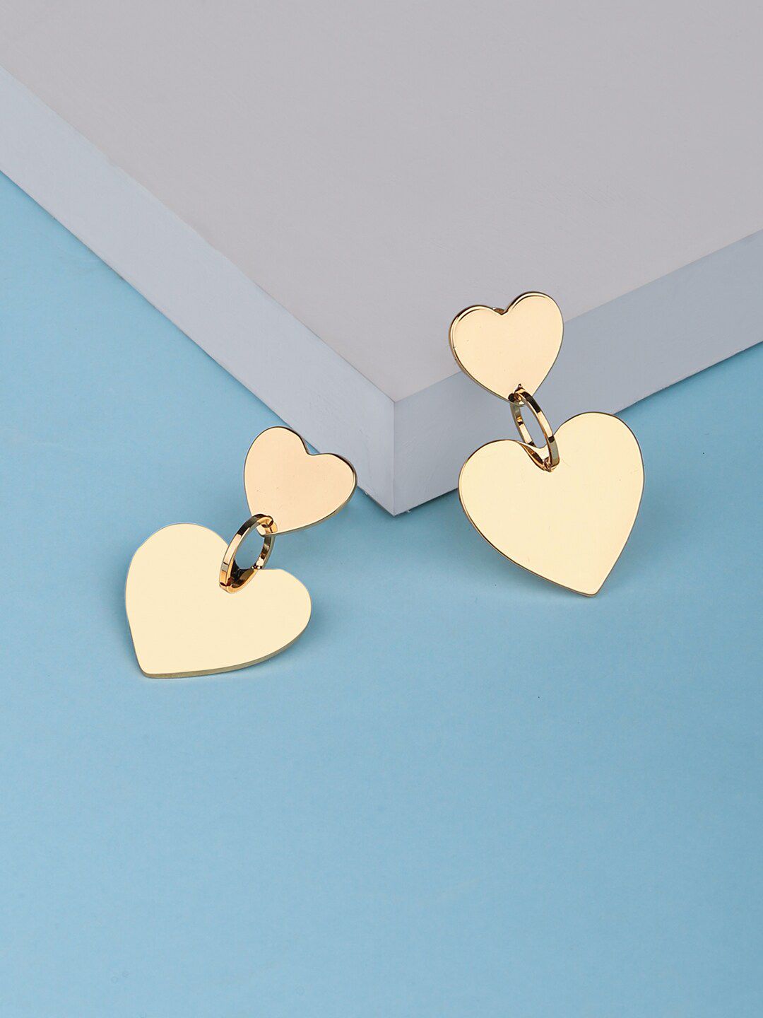 Lilly & sparkle Gold-Toned Heart Shaped Drop Earrings Price in India
