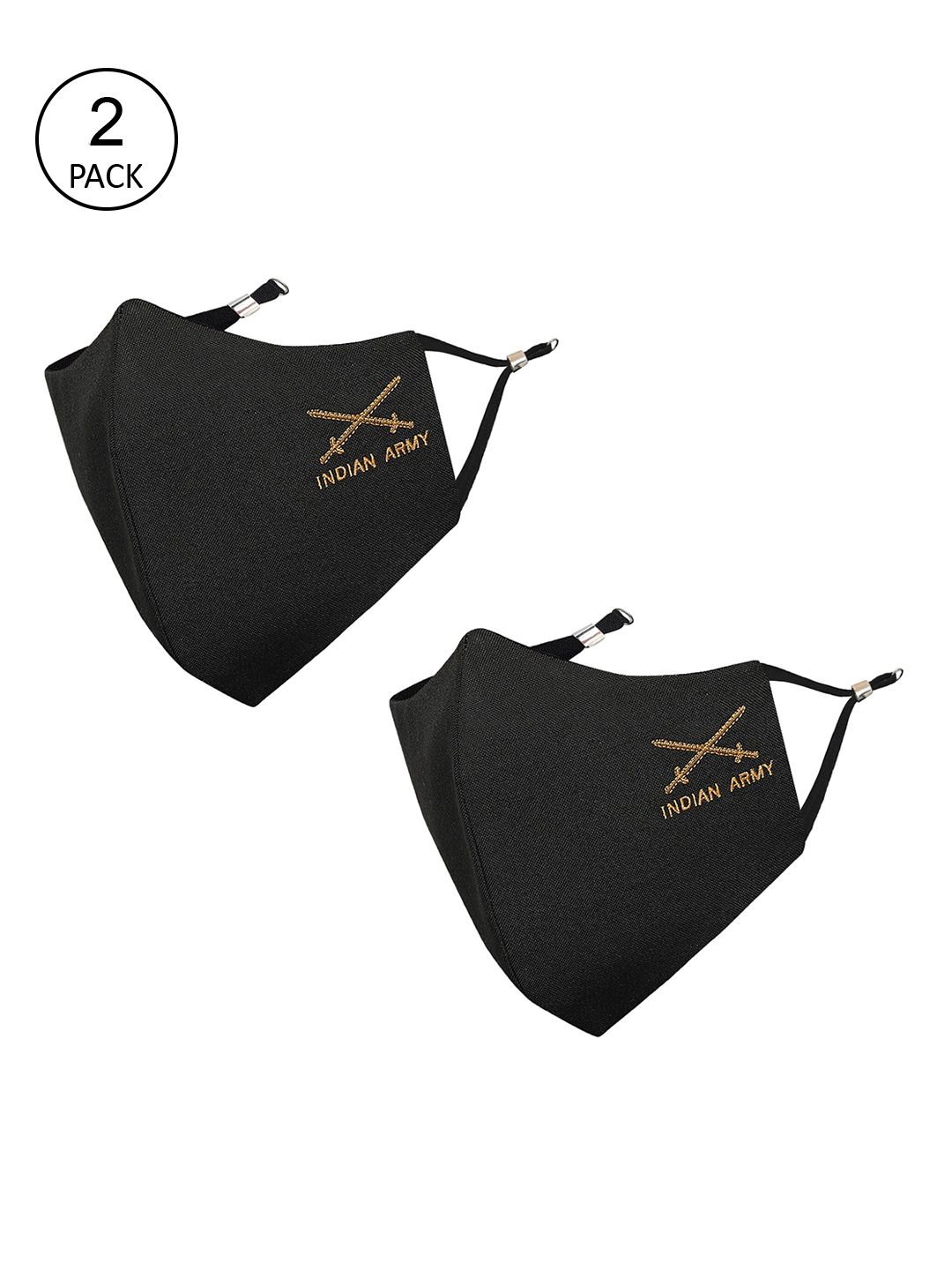 MASQ Men Olive Green Pack of 2 Embroidered 4-Ply Cloth Mask