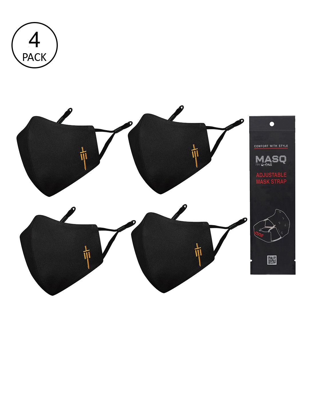 MASQ Men Pack Of 4 4-Ply Reusable Anti-Pollution Pure Cotton Cloth Masks
