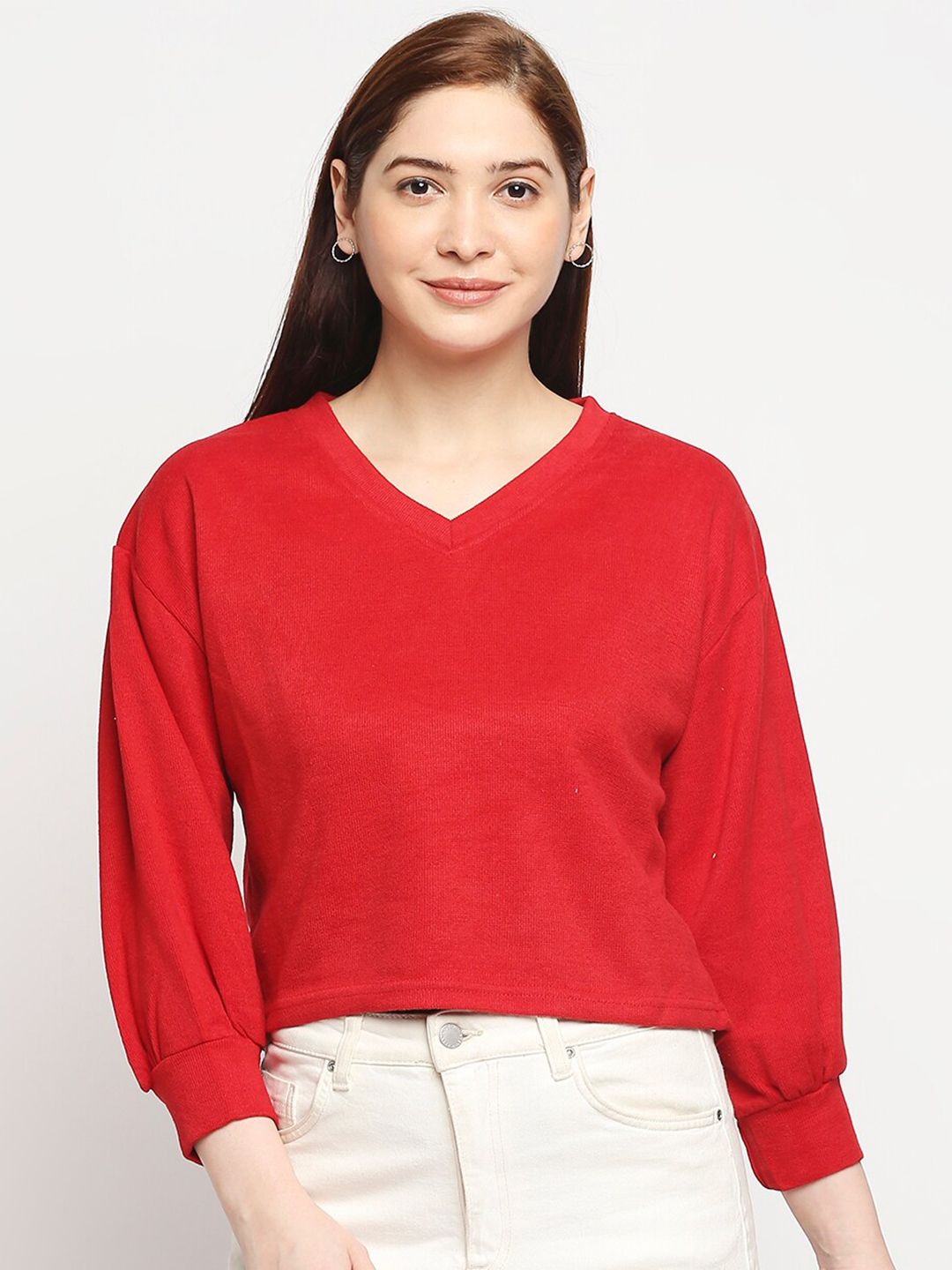 LYKKEIN Women Red Sweatshirt Price in India