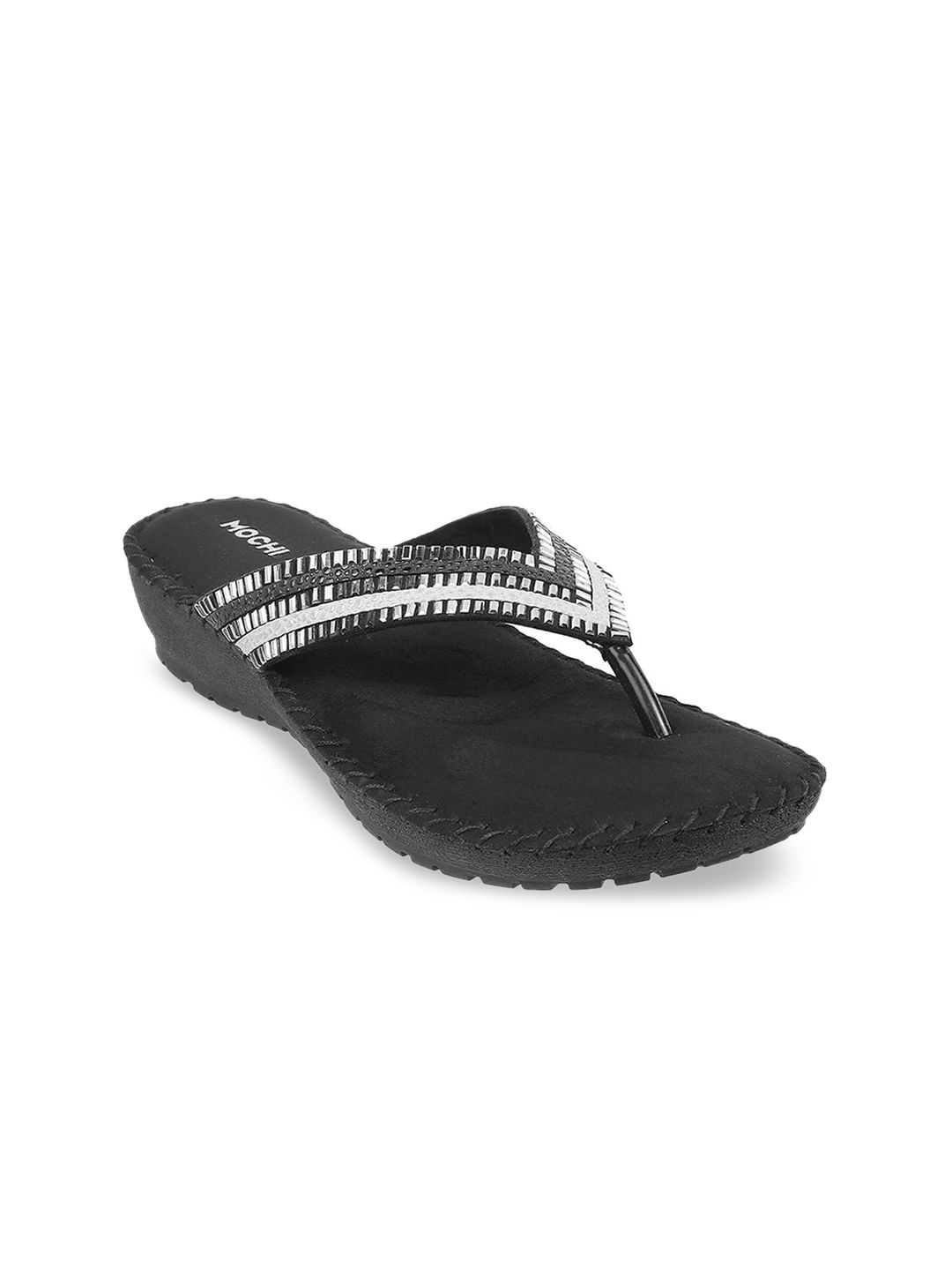 Mochi Black Wedge Sandals Price in India