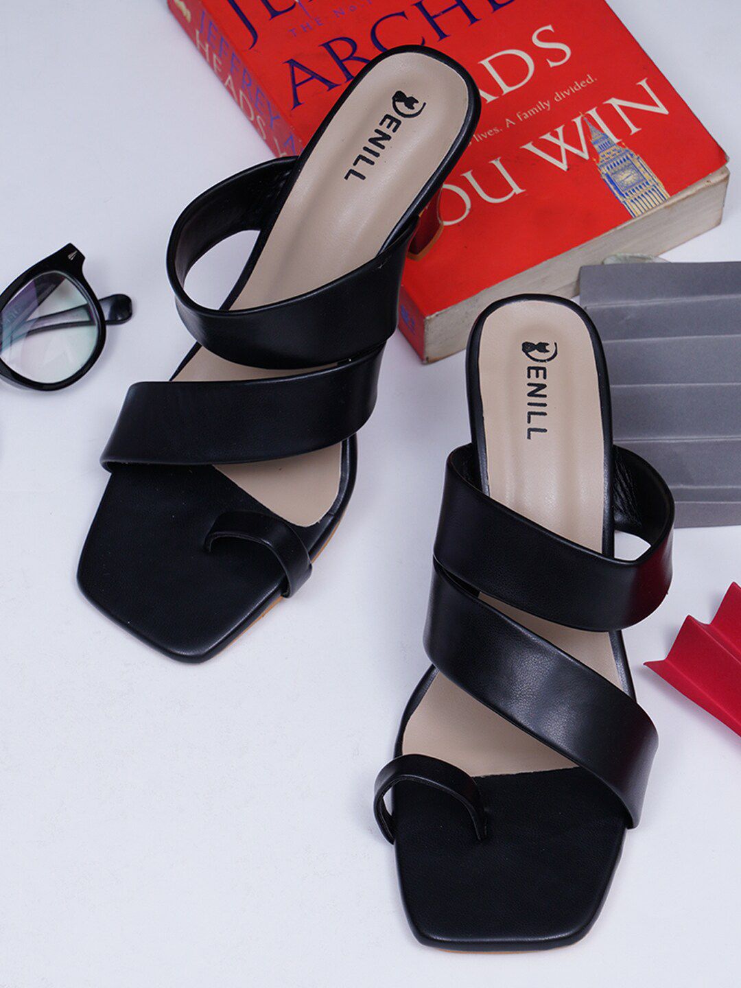 Denill Black Colourblocked Block Sandals Price in India