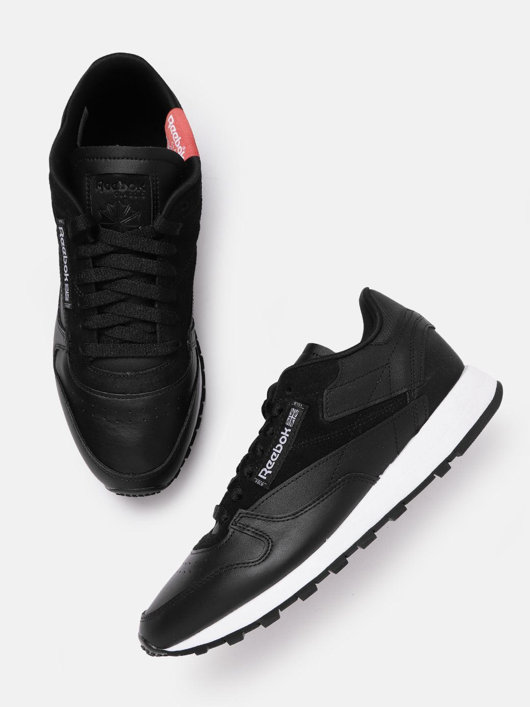 Reebok Classic Unisex Black Solid Leather Sneakers Price in India