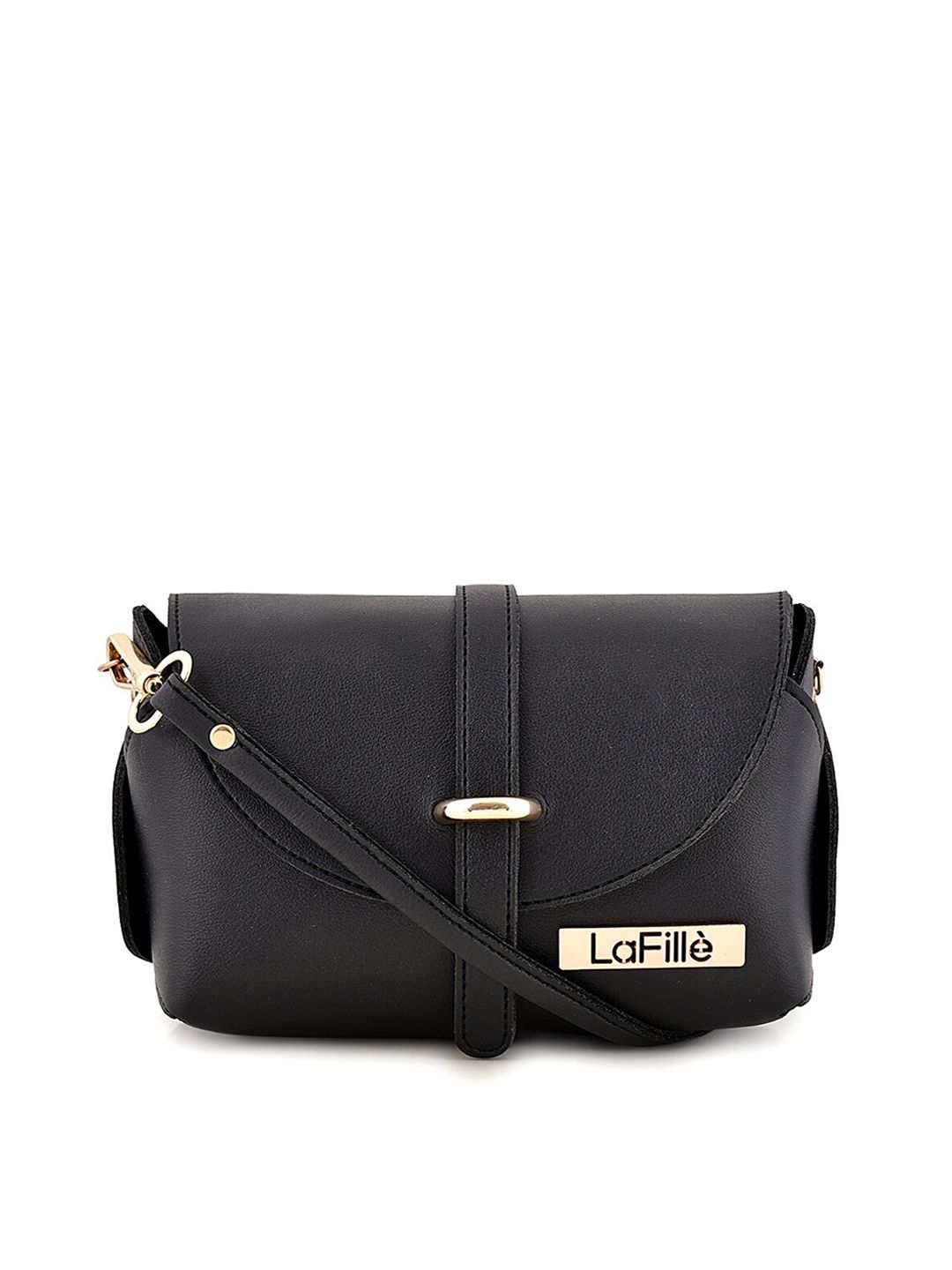 LaFille Black PU Structured Handheld Bag with Tasselled Price in India