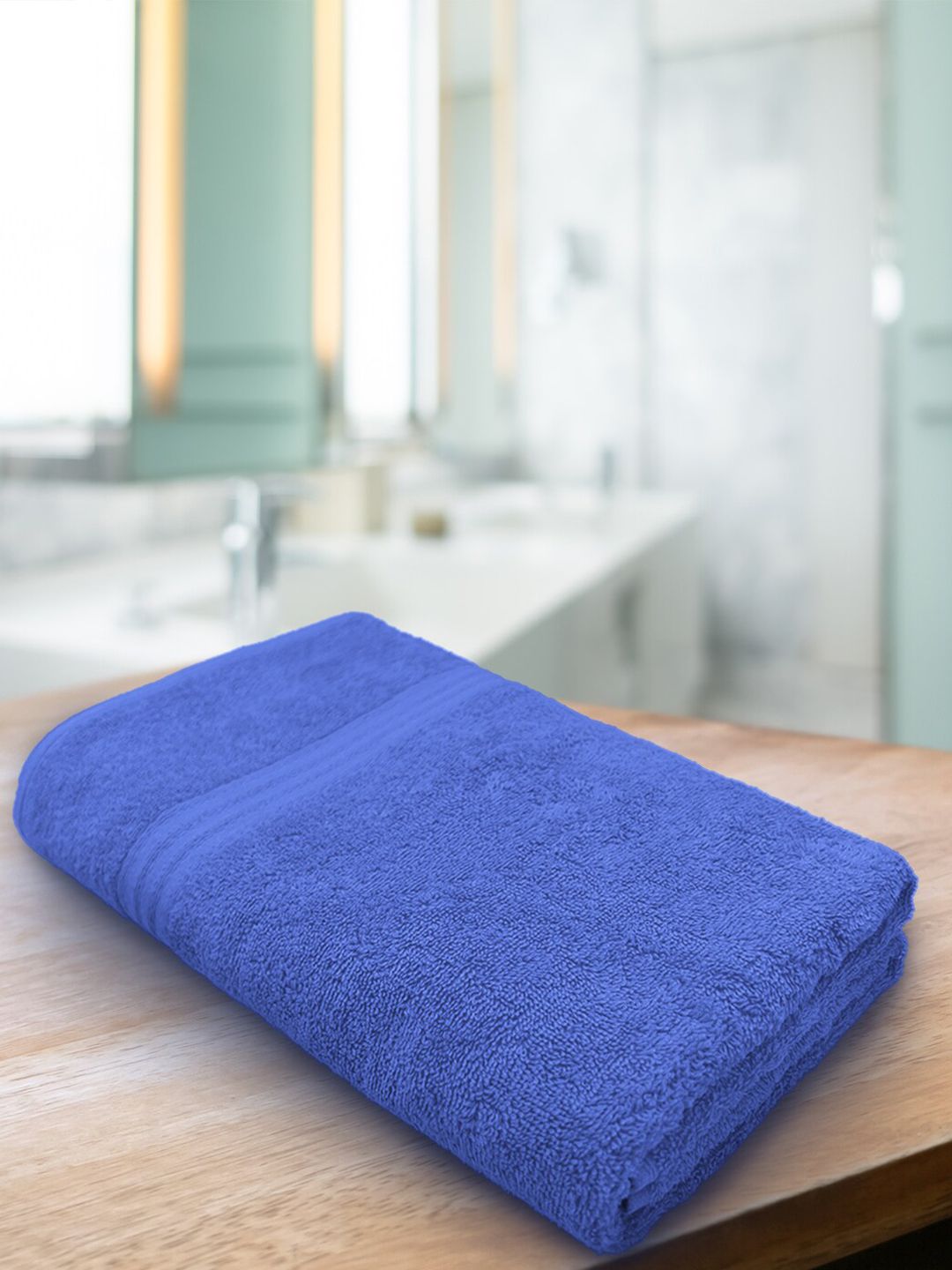 Aura Blue Solid Organic Cotton 500 GSM Bath Towel Price in India