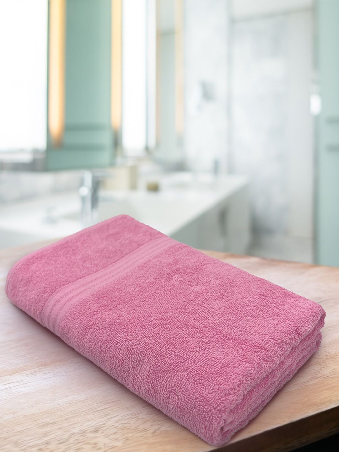 Aura Pink Solid Organic Cotton 500 GSM Bath Towel Price in India