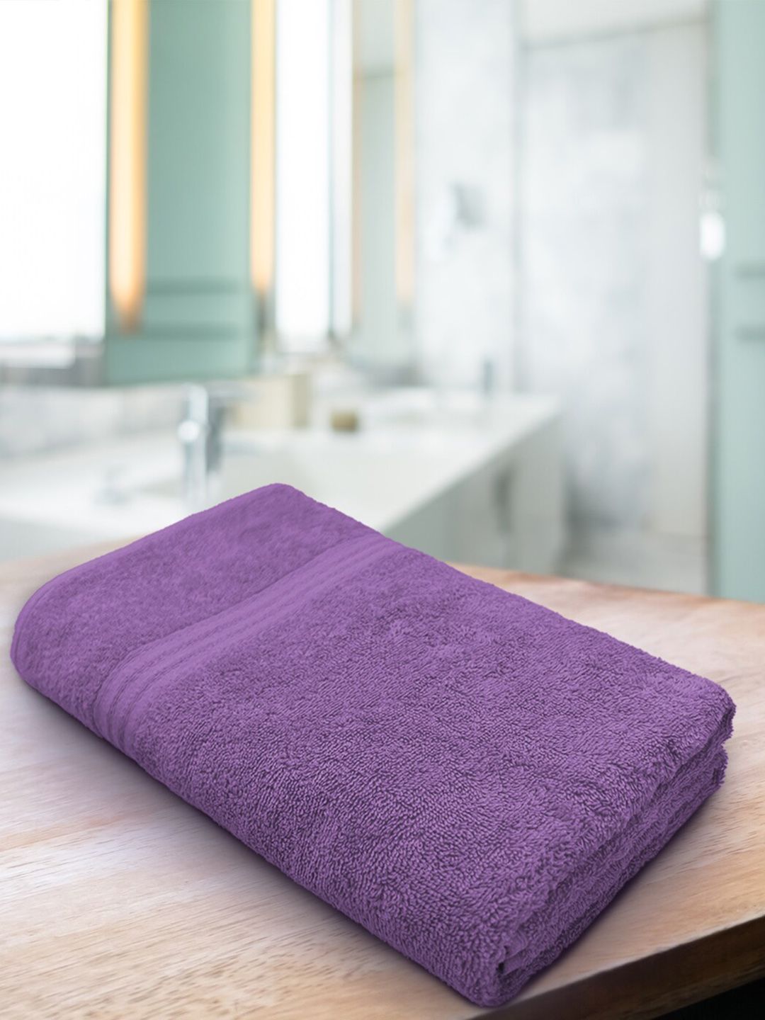 Aura Purple Solid Organic Cotton 500 GSM Bath Towel Price in India