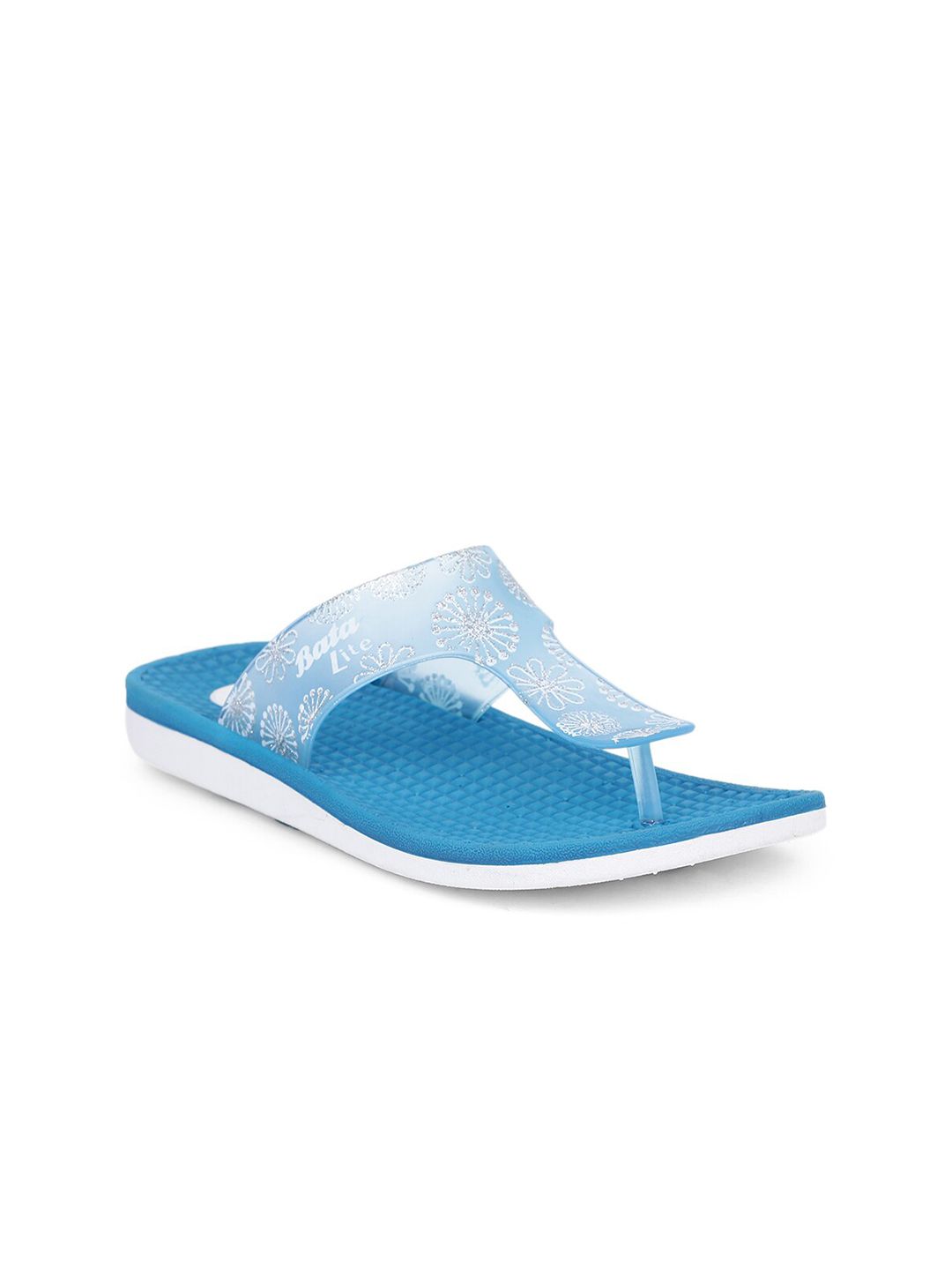 Bata Women Blue & White Printed Room Slippers Price in India