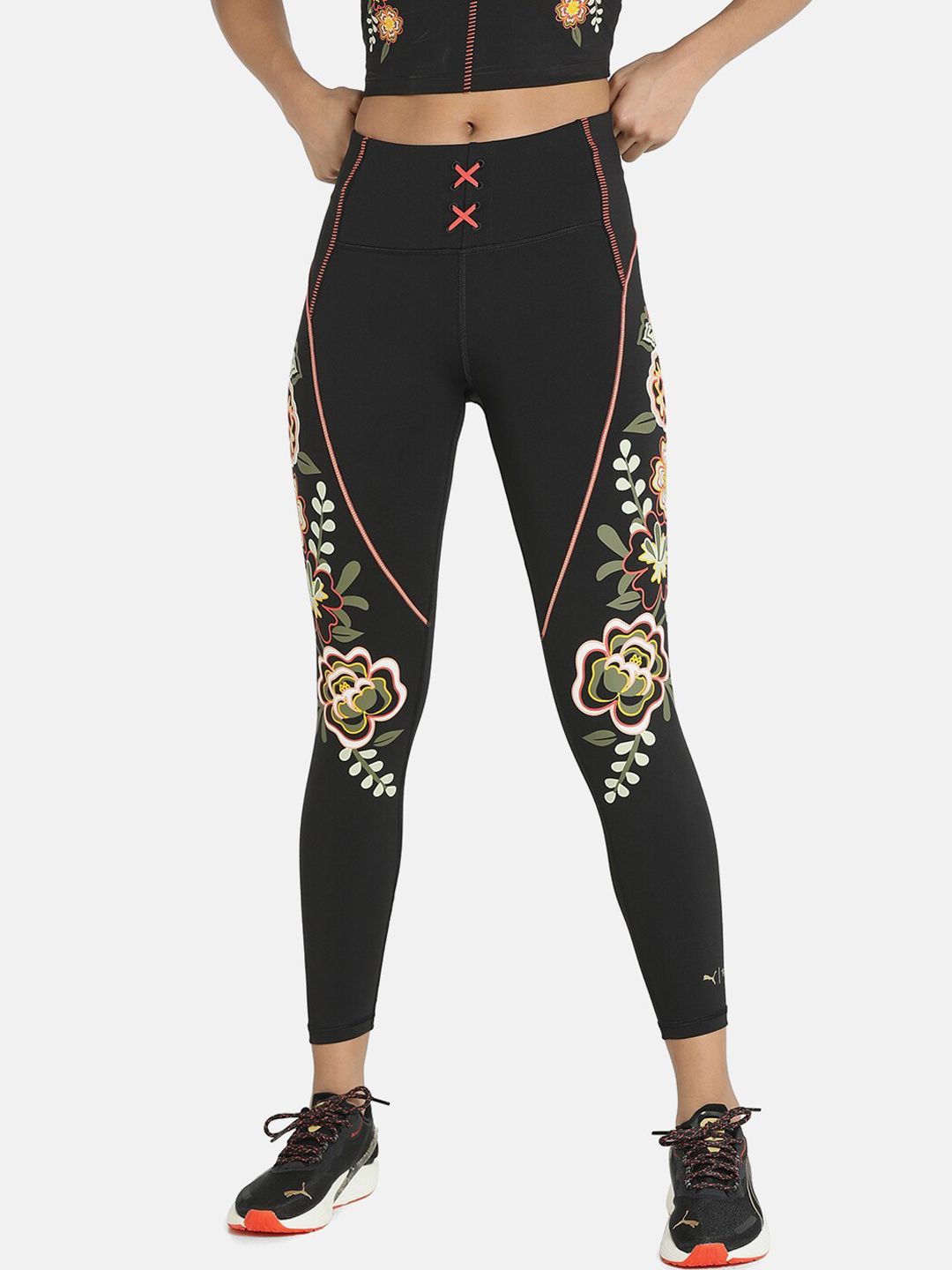 Puma Woman Black Floral Print Tights Price in India