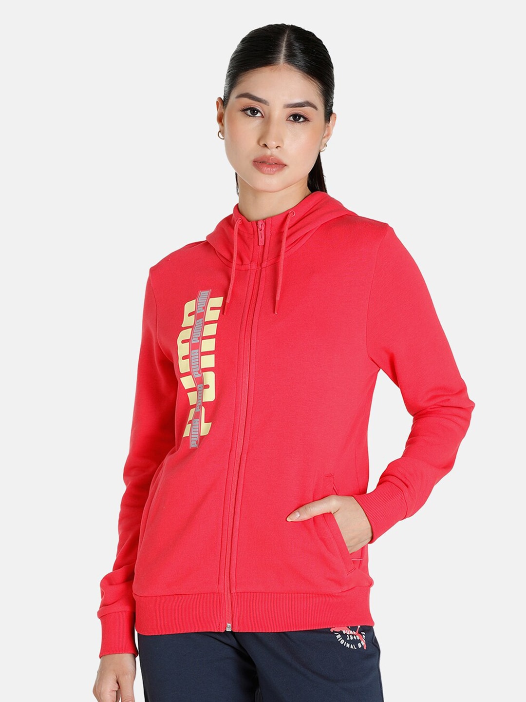 Puma Women Pink Graphic Hoodie Price in India