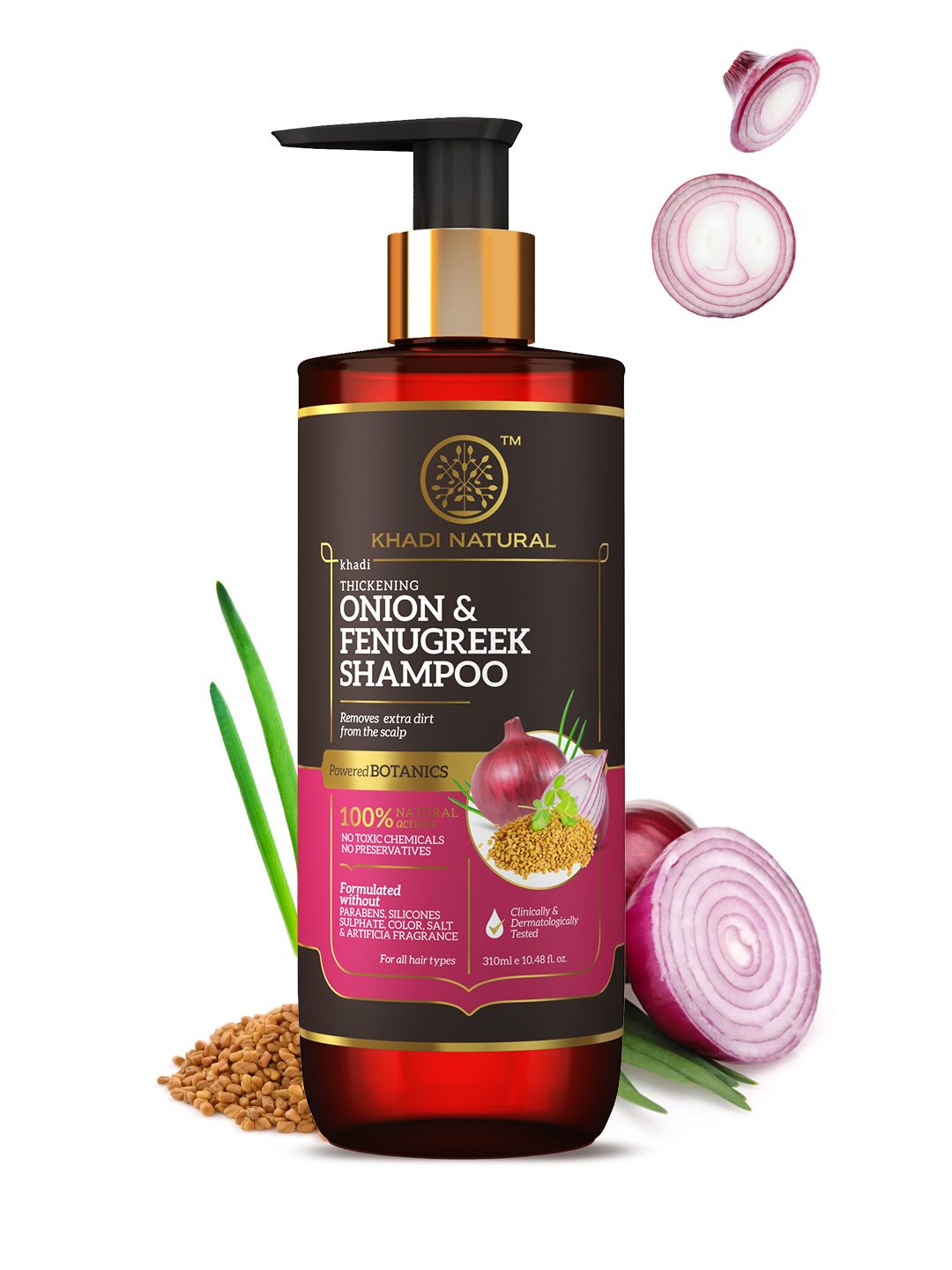 Khadi Natural Power Botanics Onion & Fenugreek Hair Shampoo To Thicken The Roots - 310 ml