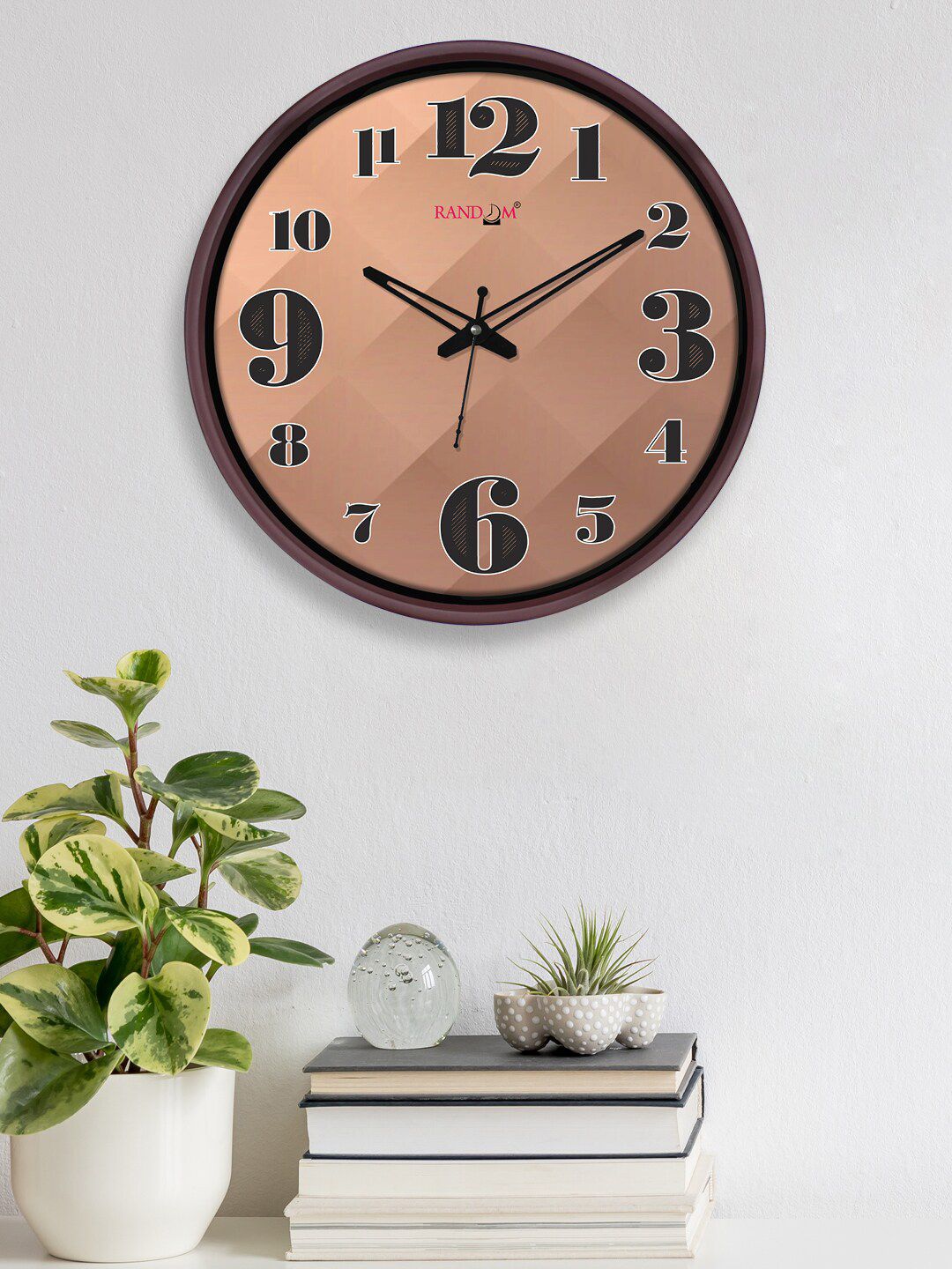 RANDOM Brown & Black Contemporary Dual Frame Strips Wall Clock Price in India