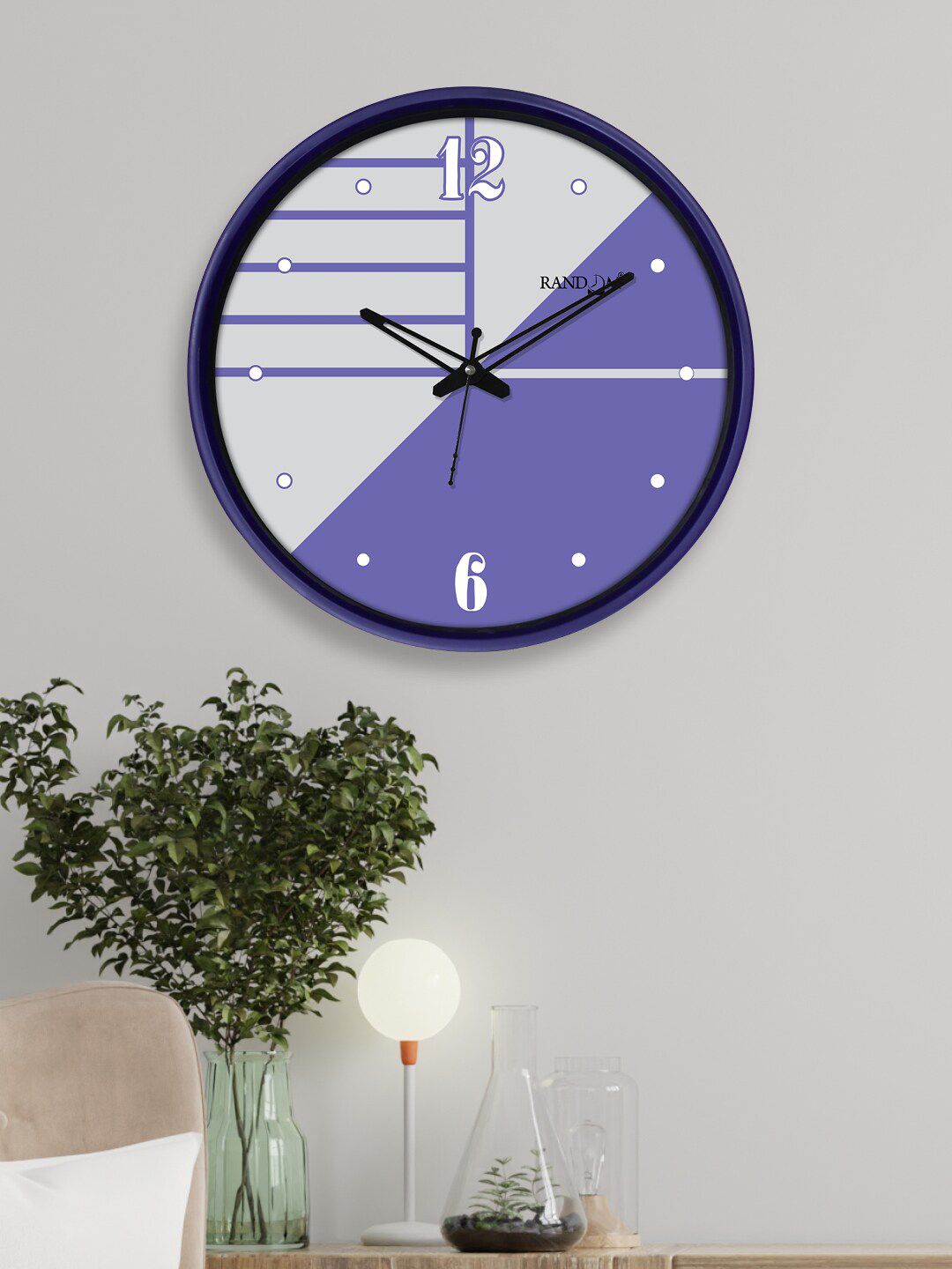 RANDOM Blue & White Colourblocked Dual Frame Quartz Movement 30CM Wall Clock Price in India