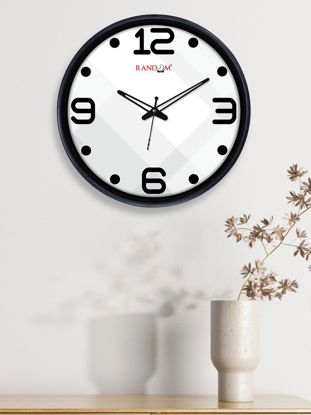 RANDOM Off White & Black Printed Round Contemporary Wall Clock Price in India