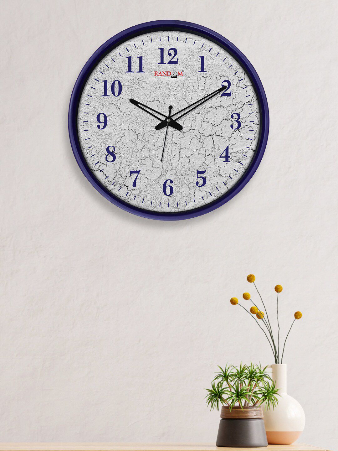RANDOM Off-White & Blue 12-Inch Dual Frame Soil Drought Wall Clock With Glass Price in India