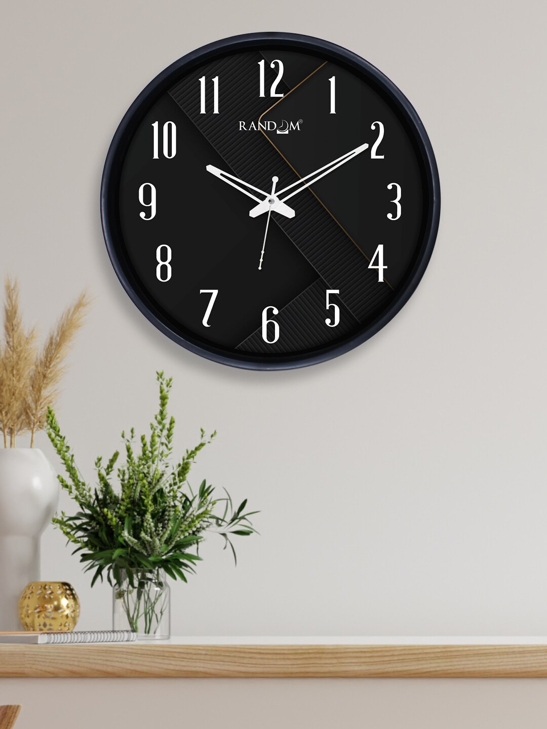 RANDOM Black & White Quartz Movement 12-Inch Dual Frame Solid Wall Clock With Glass Price in India