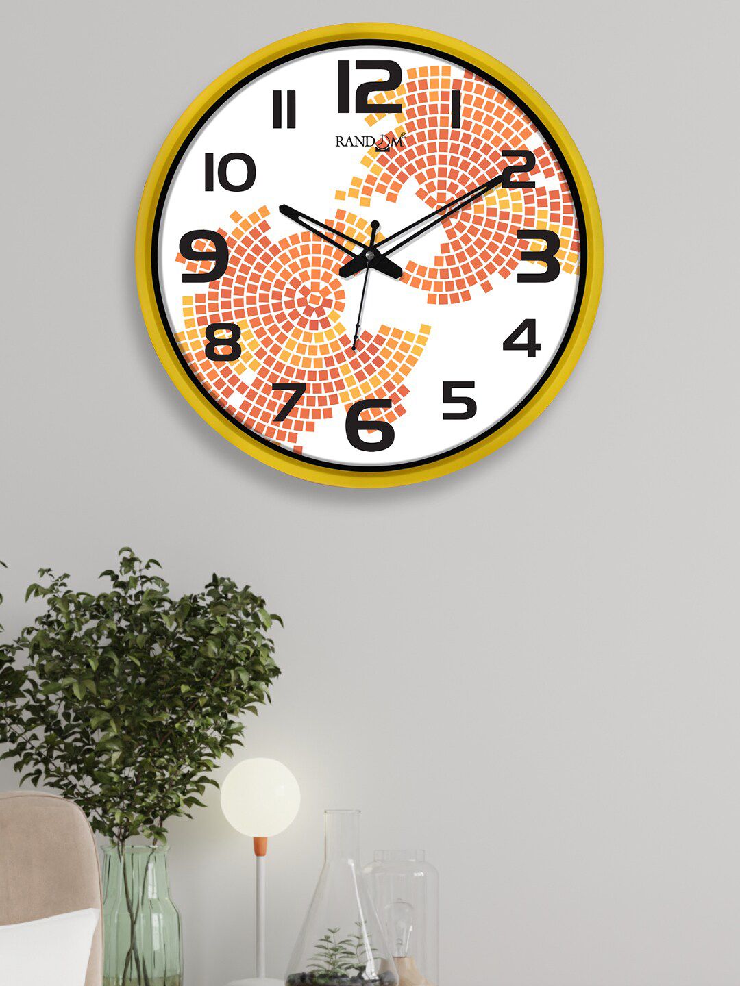 RANDOM White & Black 12" Printed Contemporary Wall Clock Price in India