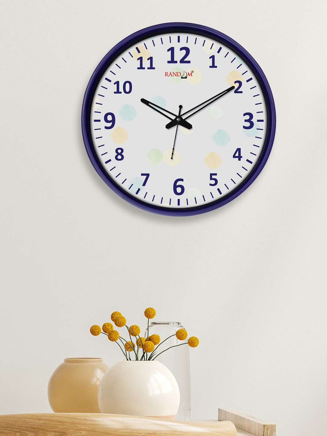 RANDOM White & Navy Blue Printed Contemporary Wall Clock Price in India