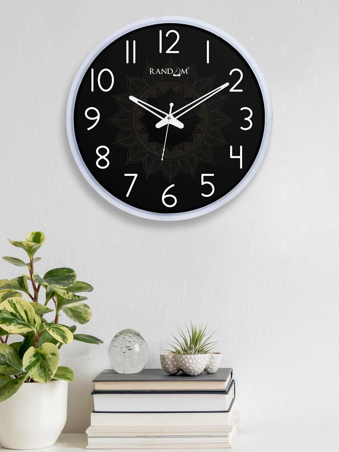 RANDOM Black & White Printed Dual Frame Quartz Movement 30CM Wall Clock Price in India