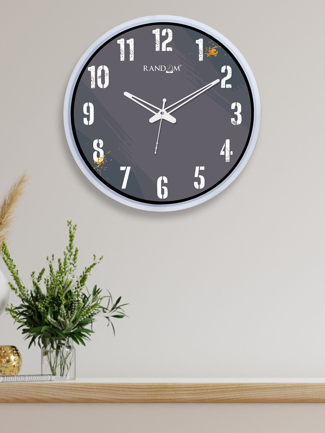 RANDOM Coffee Brown & White 12-Inch Dual Frame Paint Scratch Wall Clock With Glass Price in India