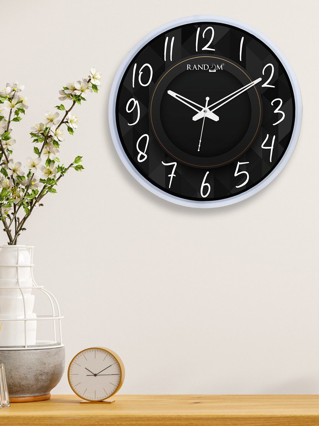 RANDOM Black & White 12-Inch Dual Frame Transformation Wall Clock With Glass Price in India