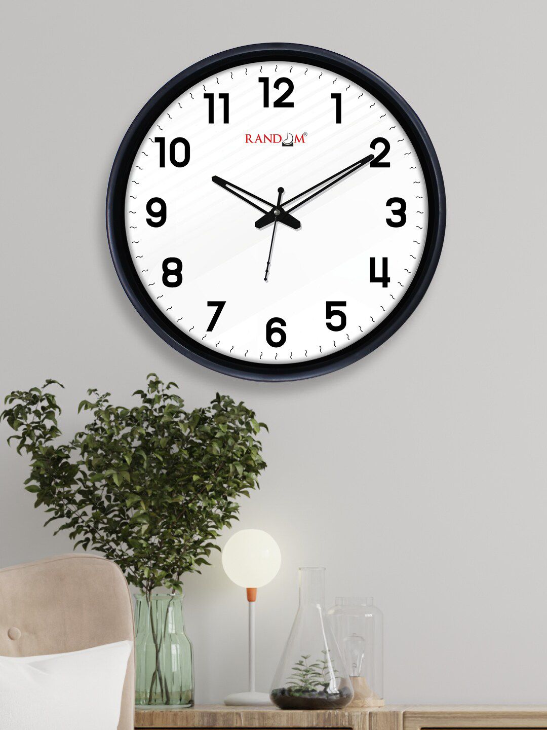 RANDOM Off White & Black Contemporary Wall Clock Price in India