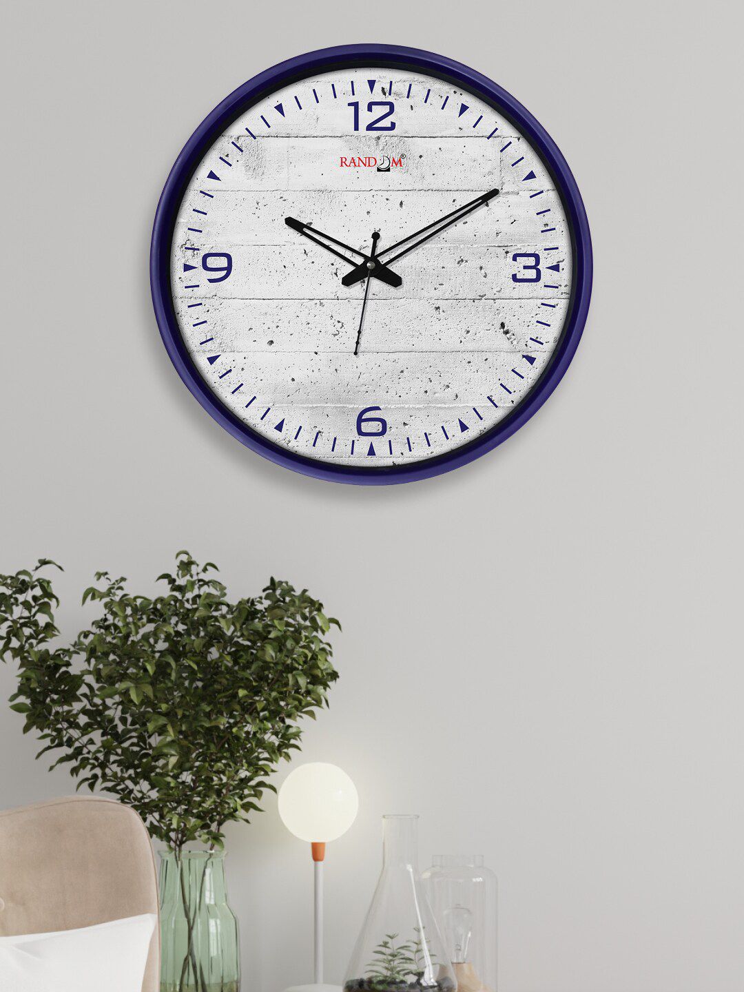 RANDOM Grey & Blue Printed Dual Frame Quartz Movement 30CM Wall Clock Price in India